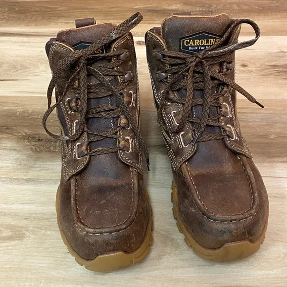 Carolina Waterproof Moc Toe Work Boots Brown Leather EH SR Mens 9.5D CA5593 - Picture 8 of 11